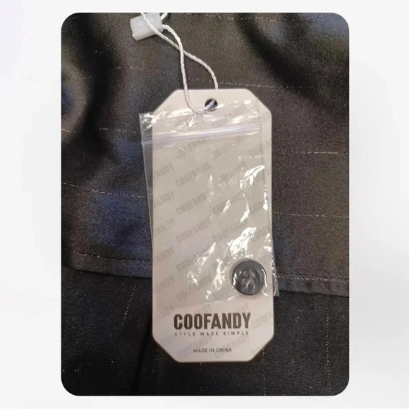 Coofandy Black Pinstripe Satin/Silky Look  Ling Sleeve Dress Shirt Size Small - Picture 8 of 10